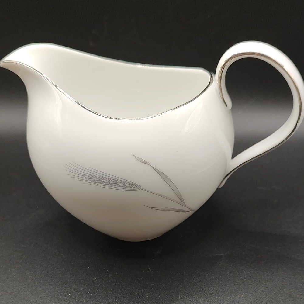 Haviland Silver Wheat Creamer White Porcelain with Silver Accent EUC